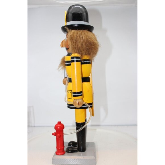 Wooden Nutcracker - Fireman in Yellow Turnouts - Picture 2 of 4